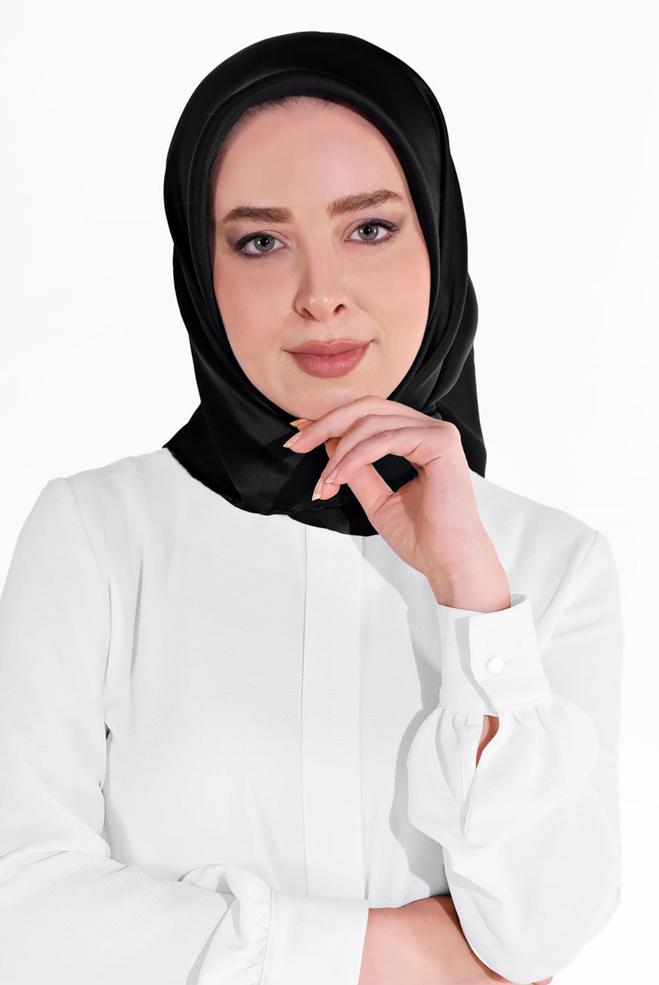Hijab clothing BLACK ALVINA SILK SCARF 8056 - ALVİNA