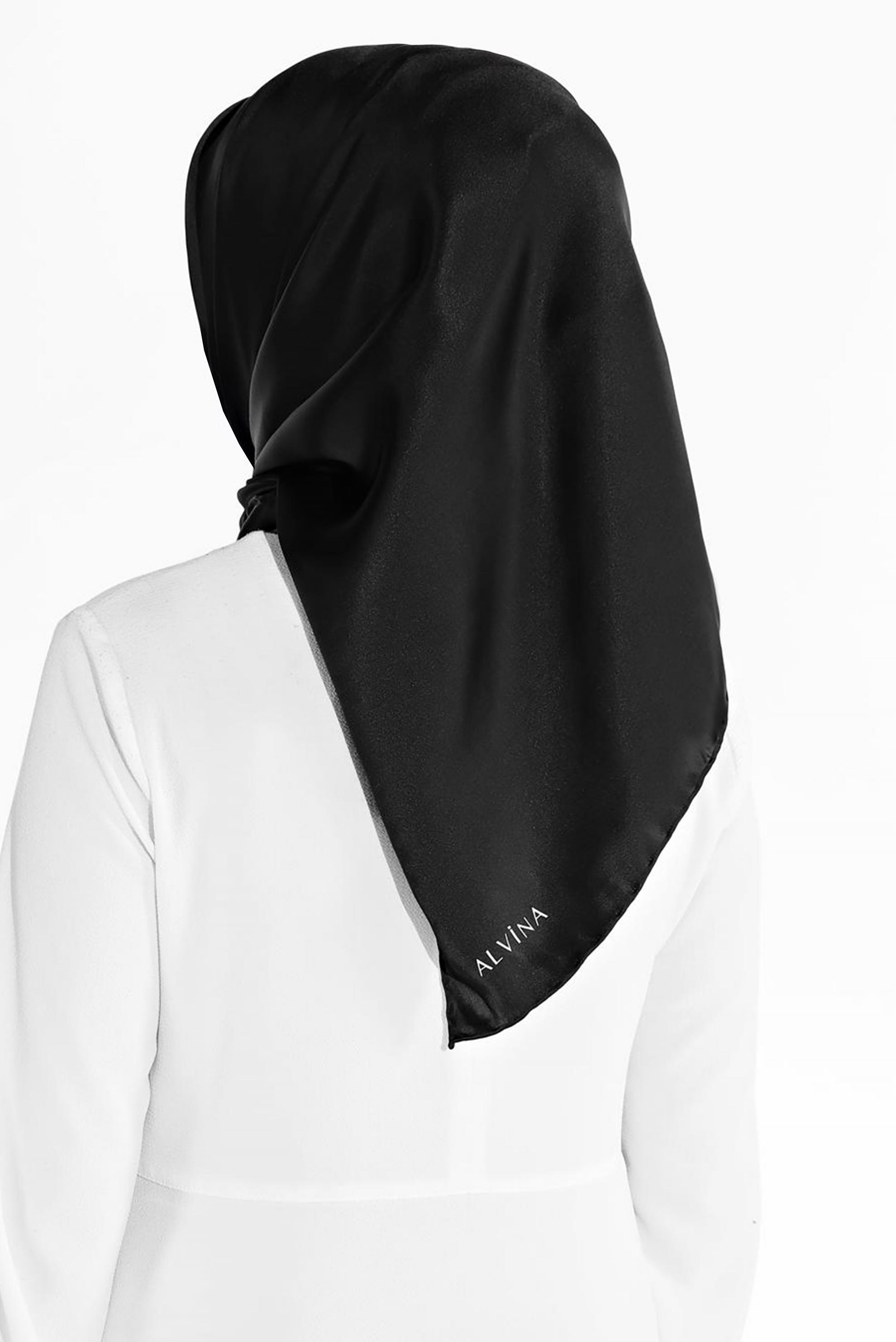 Hijab clothing BLACK ALVINA SILK SCARF 8056