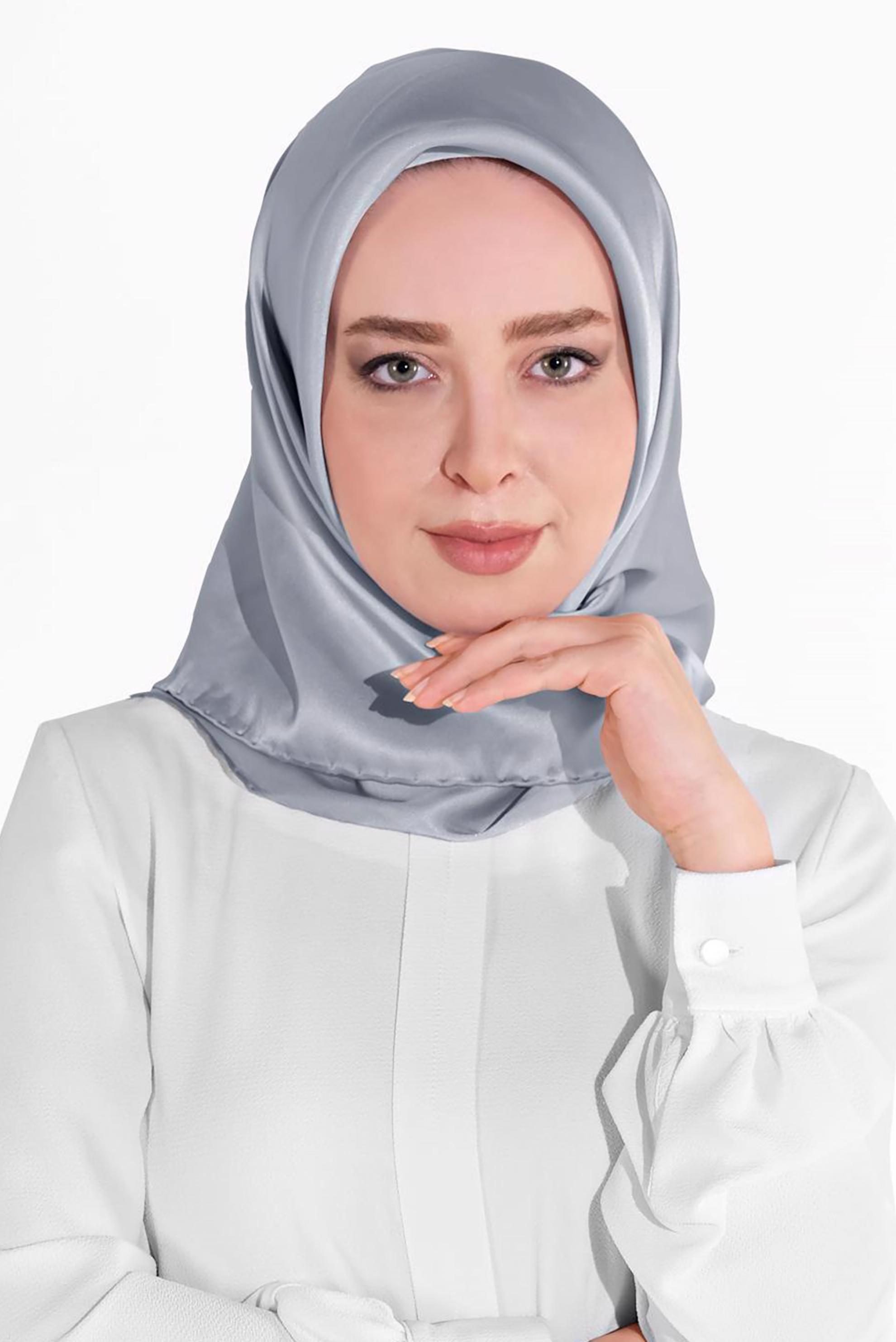 Hijab clothing GREY ALVINA SILK SCARF 8056