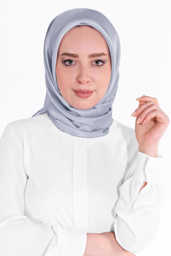 Vêtements hijab ARGENT ÉCHARPE EN SOIE ALVINA 8056 - ALVİNA