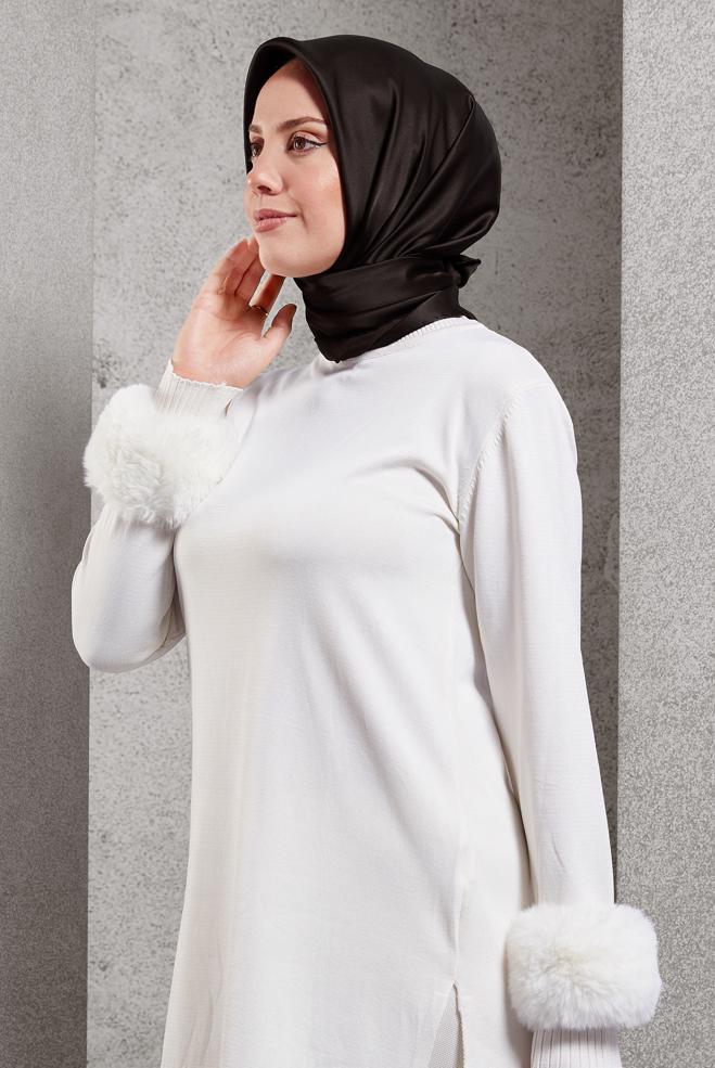 Vêtements hijab BRUN ÉCHARPE EN SOIE ALVINA 8056 - ALVİNA