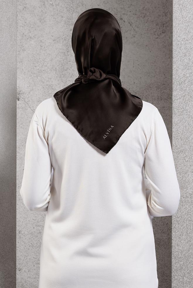 Vêtements hijab BRUN ÉCHARPE EN SOIE ALVINA 8056 - ALVİNA