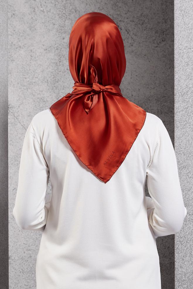 Hijab clothing ORANGE ALVINA SILK SCARF 8056 - ALVİNA