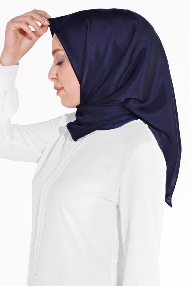 Hijab clothing NAVY BLUE ALVINA SILK SCARF 8056 - ALVİNA