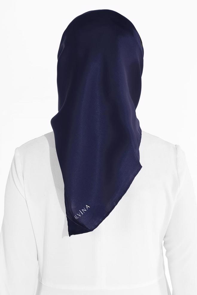 Hijab clothing NAVY BLUE ALVINA SILK SCARF 8056 - ALVİNA