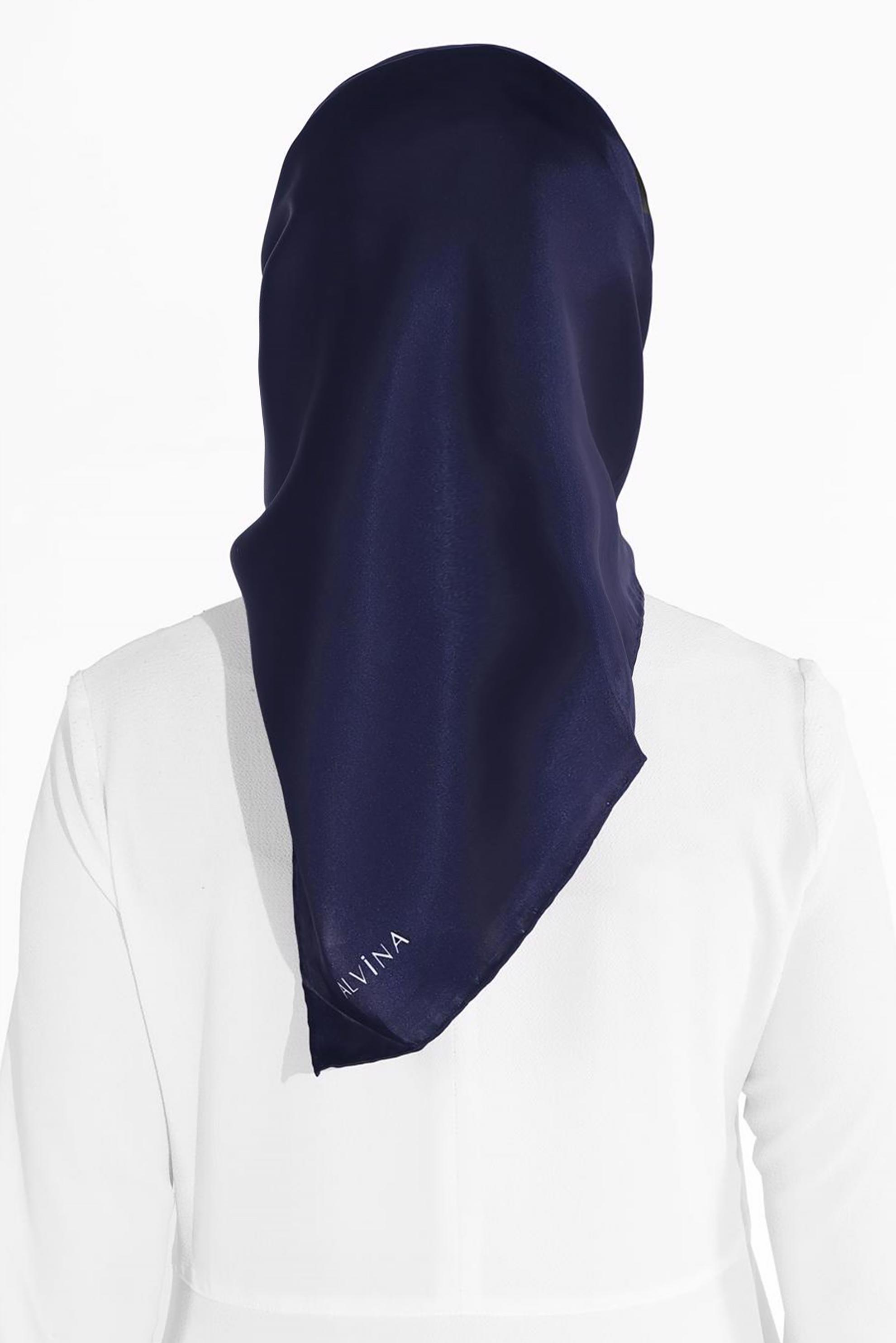 Hijab clothing NAVY BLUE ALVINA SILK SCARF 8056