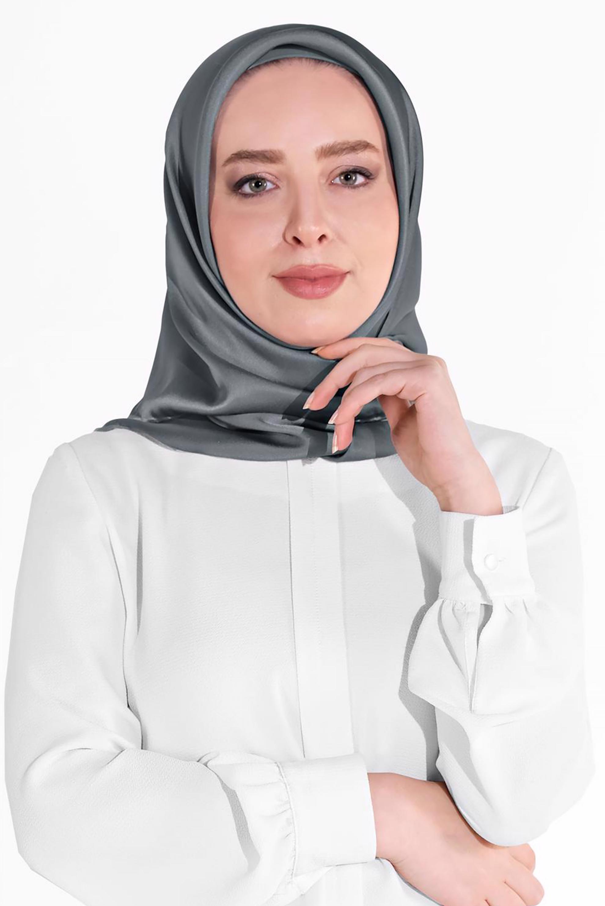 Hijab clothing GREY ALVINA SILK SCARF 8056