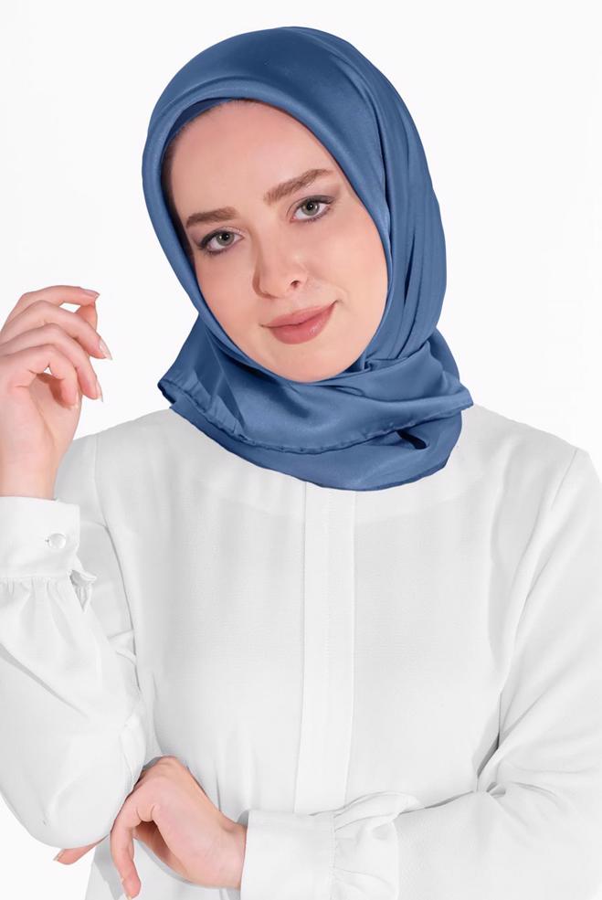 Vêtements hijab BLEU MARINE ÉCHARPE EN SOIE ALVINA 8056 - ALVİNA