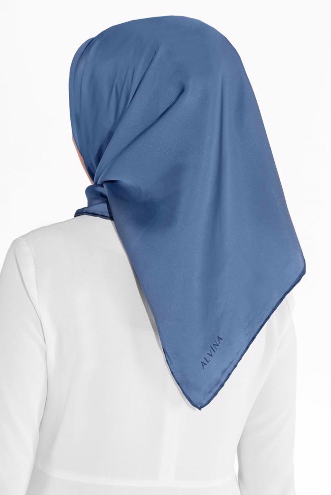 Vêtements hijab BLEU MARINE ÉCHARPE EN SOIE ALVINA 8056 - ALVİNA