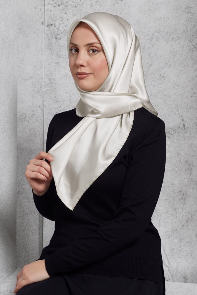 Vêtements hijab BEIGE ÉCHARPE EN SOIE ALVINA 8056 - ALVİNA