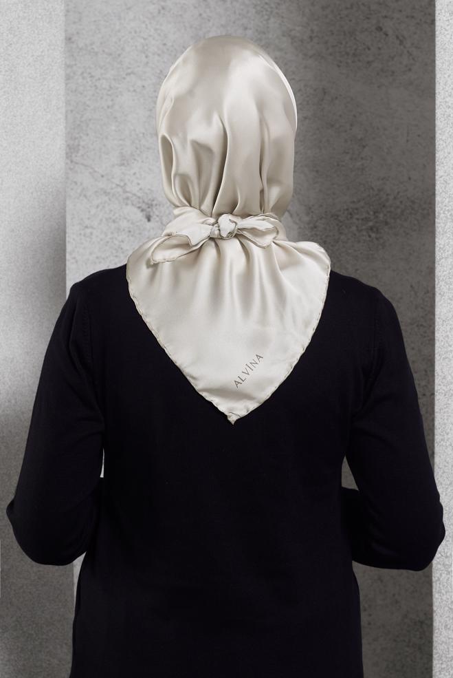 Vêtements hijab BEIGE ÉCHARPE EN SOIE ALVINA 8056 - ALVİNA