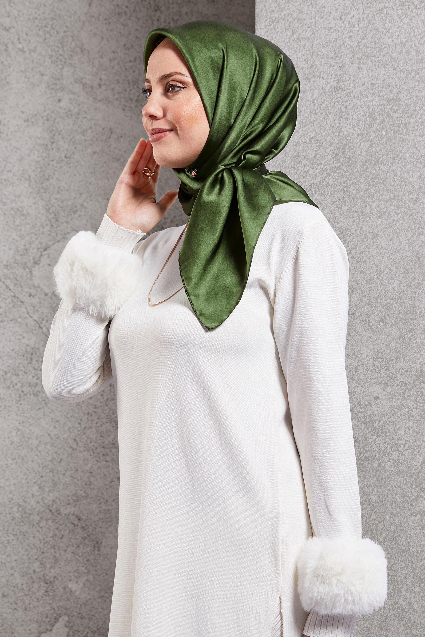 Hijab clothing GREEN ALVINA SILK SCARF 8056