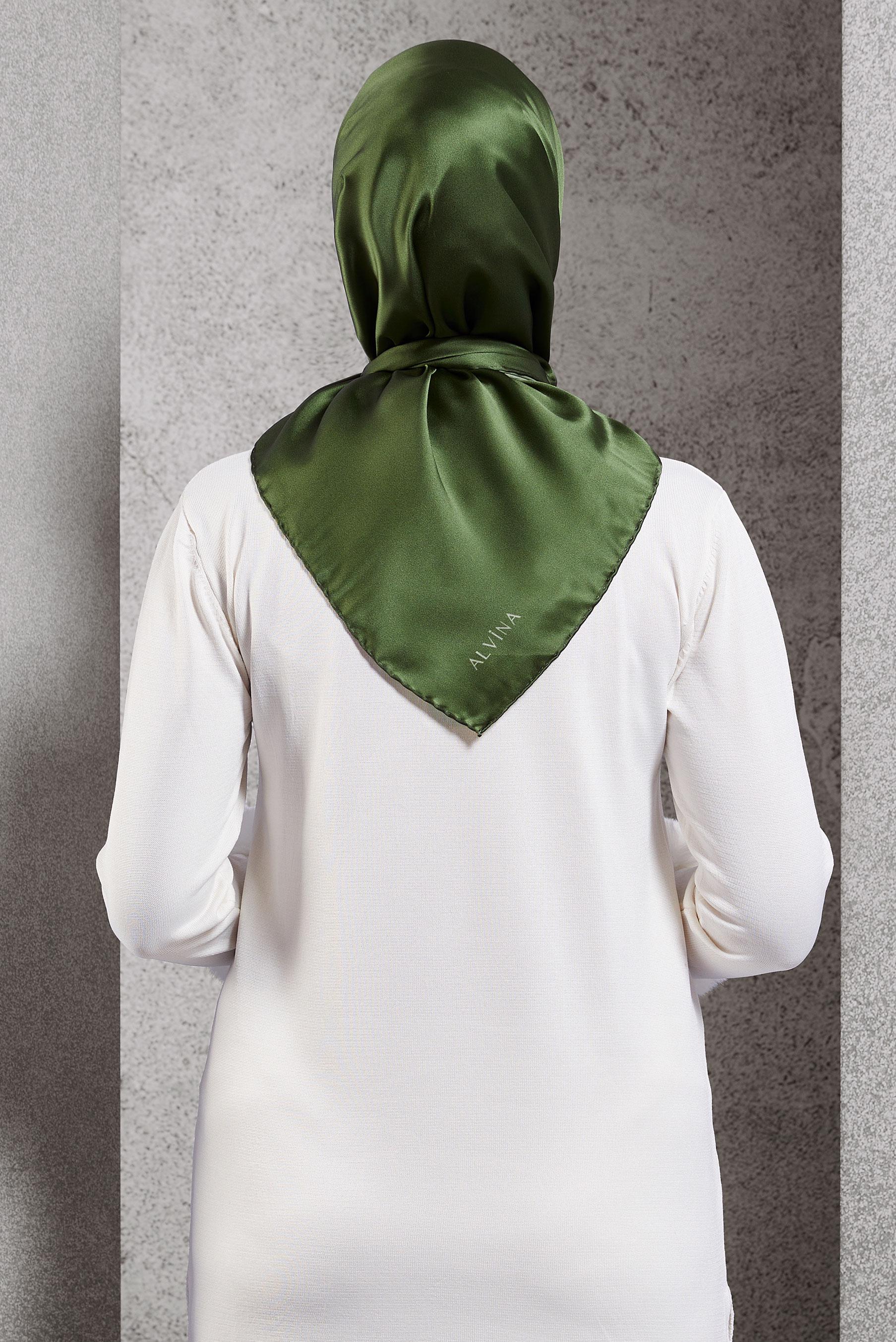 Hijab clothing GREEN ALVINA SILK SCARF 8056