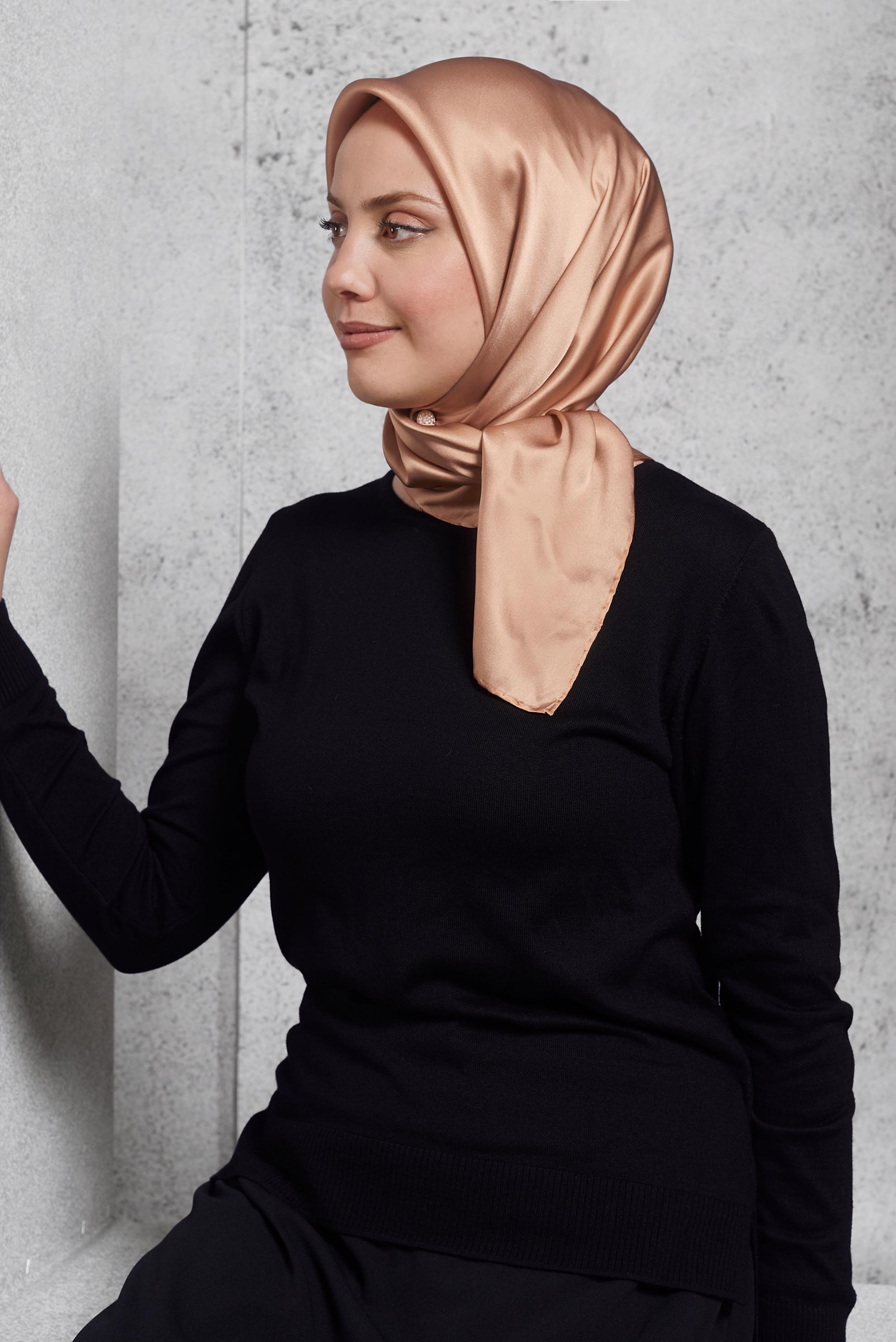 Vêtements hijab BRUN ÉCHARPE EN SOIE ALVINA 8056