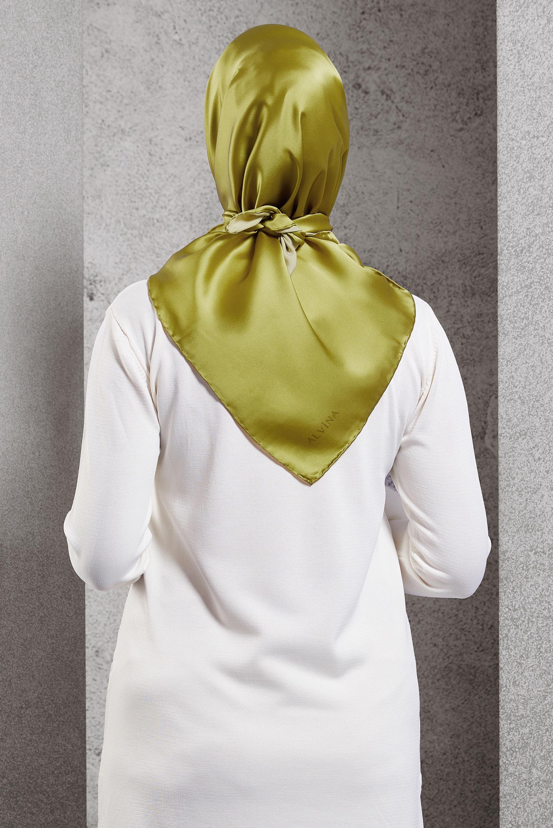 Tesettür giyim YEŞİL ALVİNA İPEK EŞARP 8056