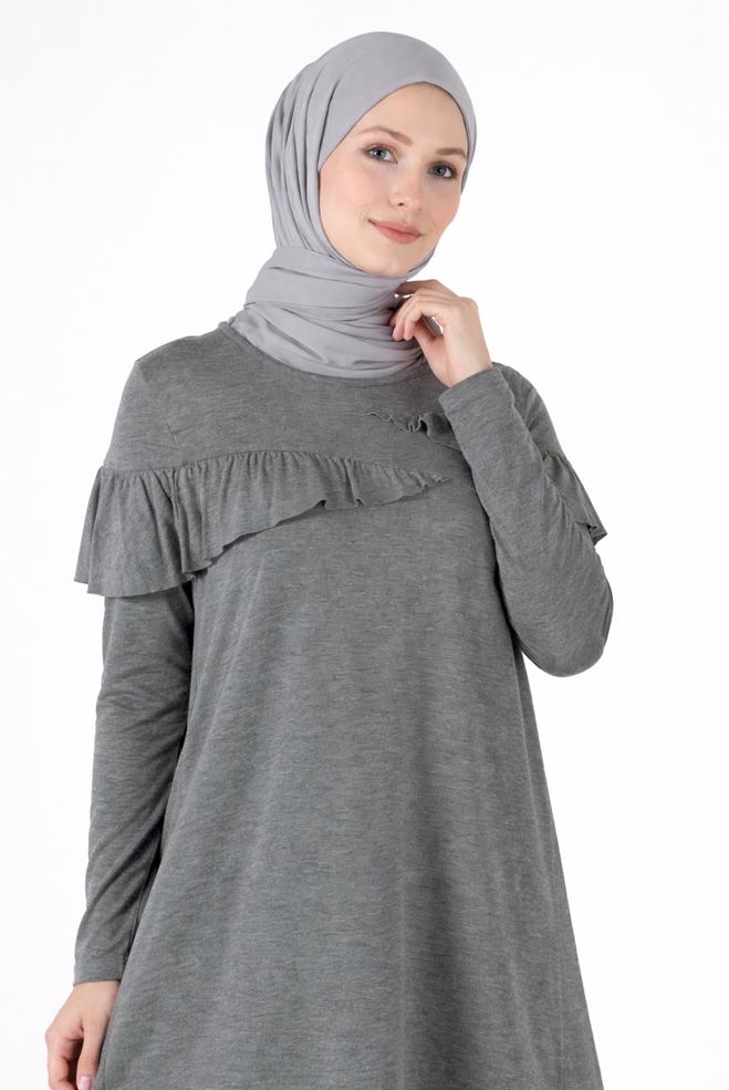 Vêtements hijab GRIS 41231 ELİTA TUNİK 38/44 TEK40 - ALVİNA