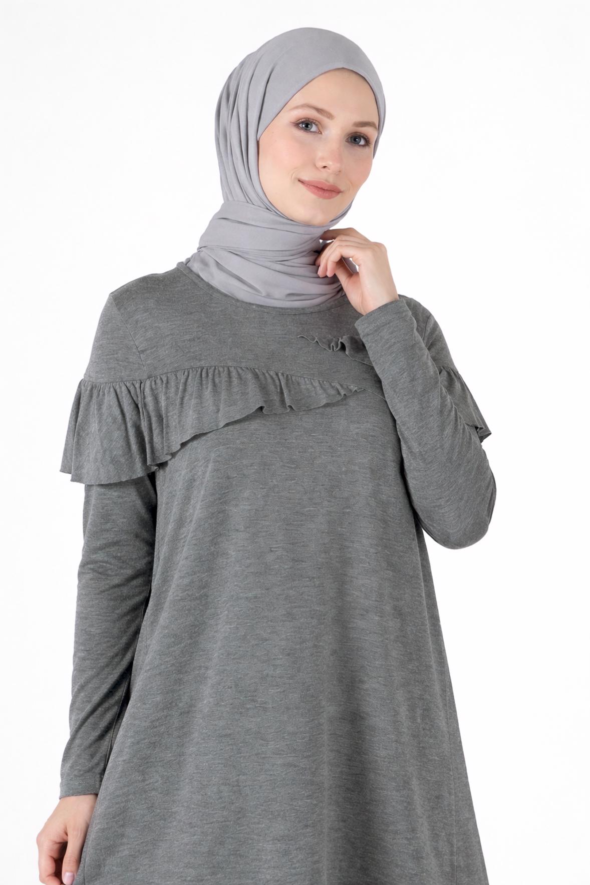 Vêtements hijab GRIS 41231 ELİTA TUNİK 38/44 TEK40