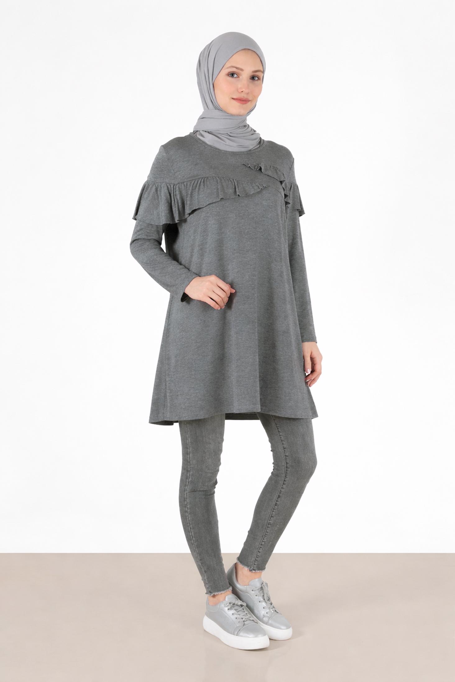 Vêtements hijab GRIS 41231 ELİTA TUNİK 38/44 TEK40