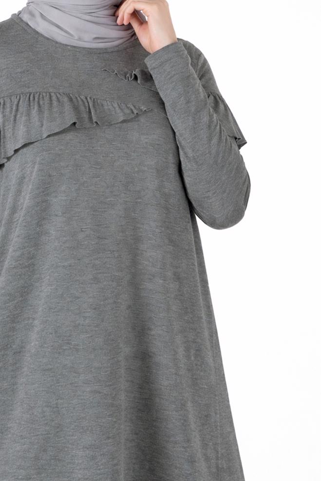 Vêtements hijab GRIS 41231 ELİTA TUNİK 38/44 TEK40 - ALVİNA