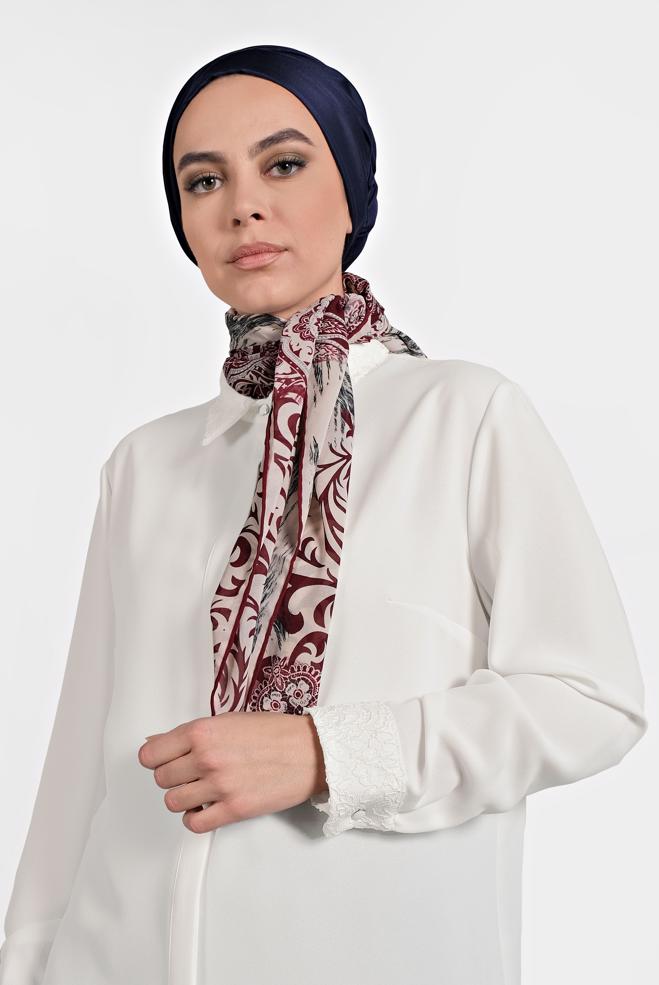 Vêtements hijab BLANC CHEMISIER À BRODÉ 20005  - ALVİNA