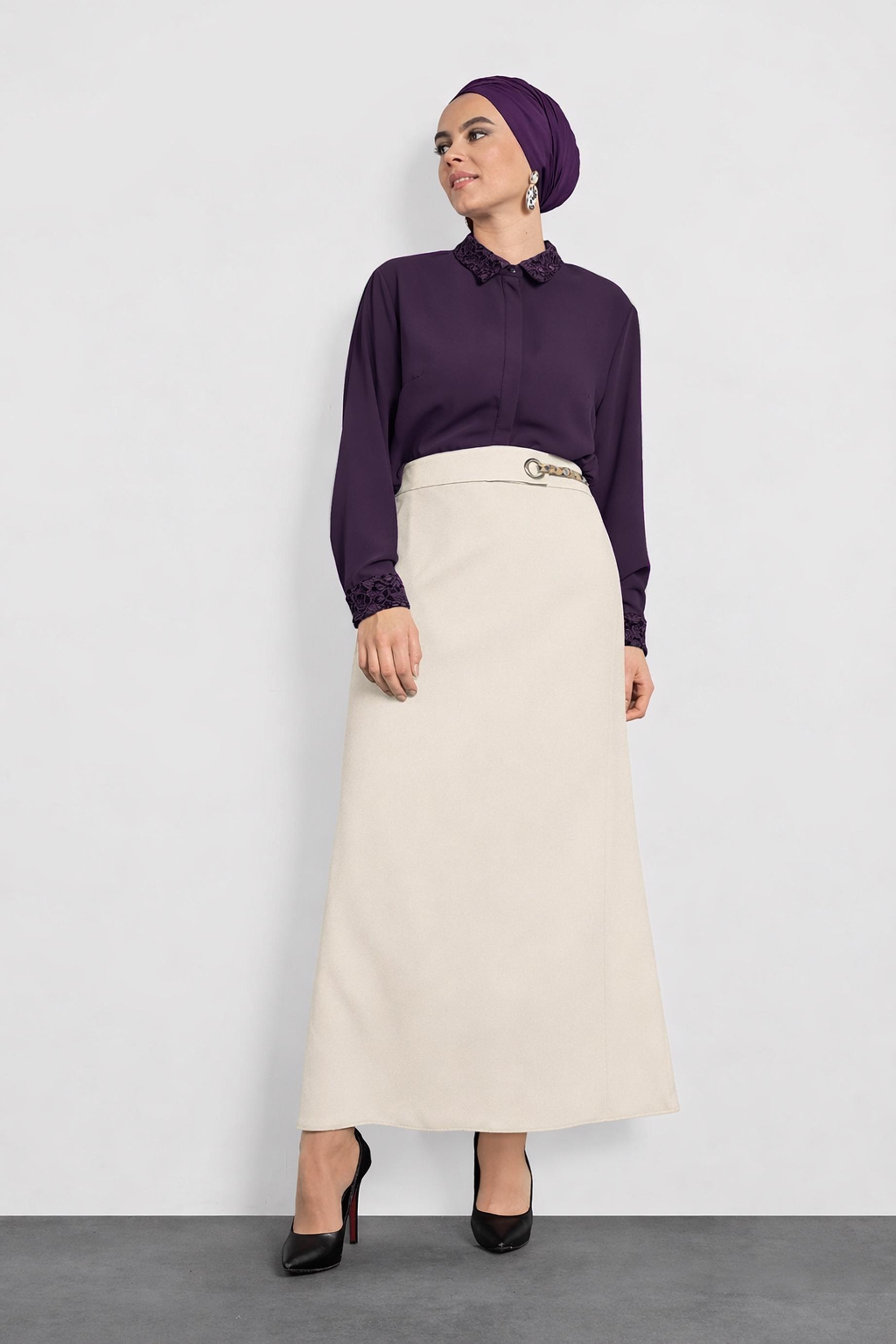 Vêtements hijab POURPRE CHEMISIER À BRODÉ 20005 