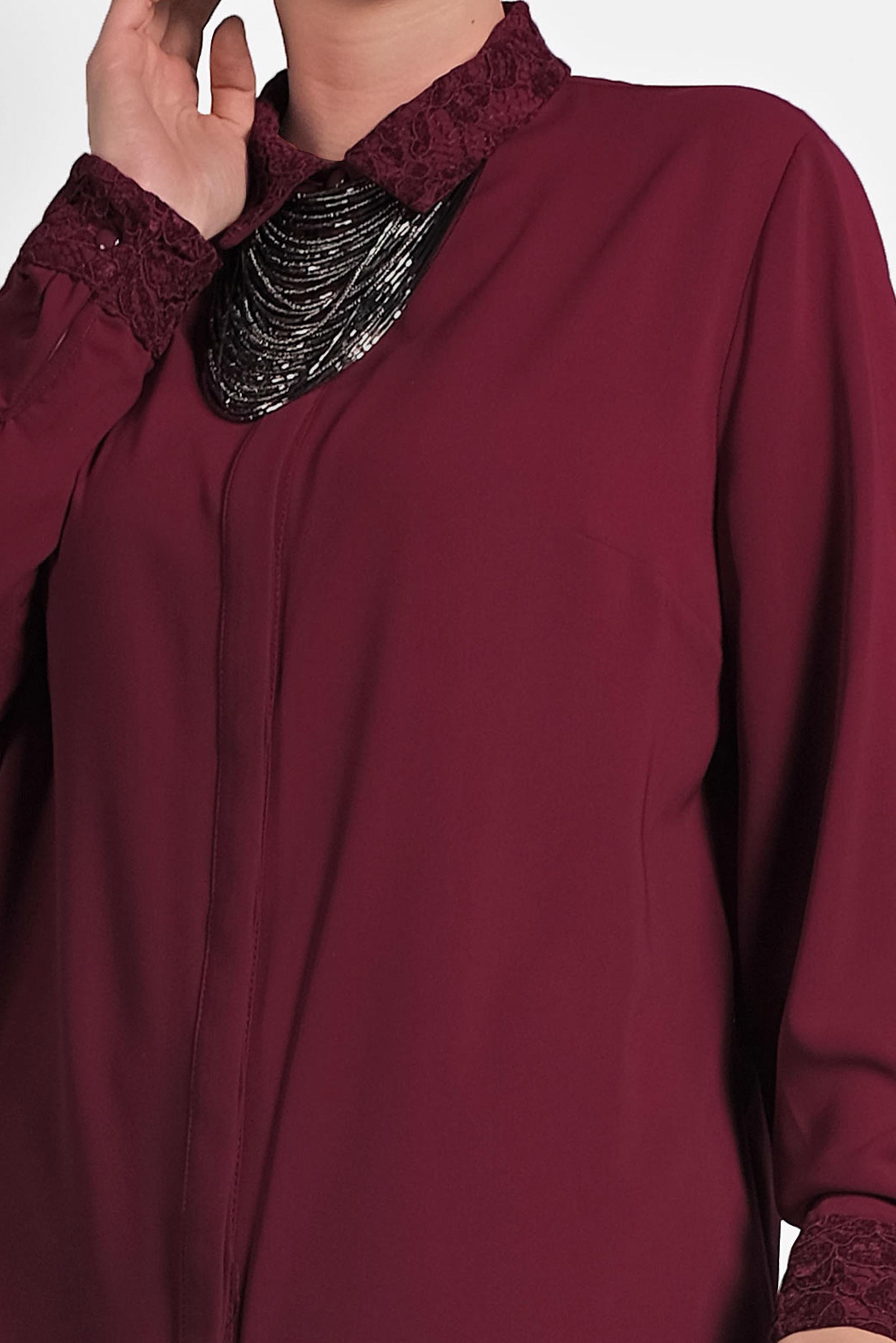 Tesettür giyim BORDO NAKIŞLI BLUZ 20005 
