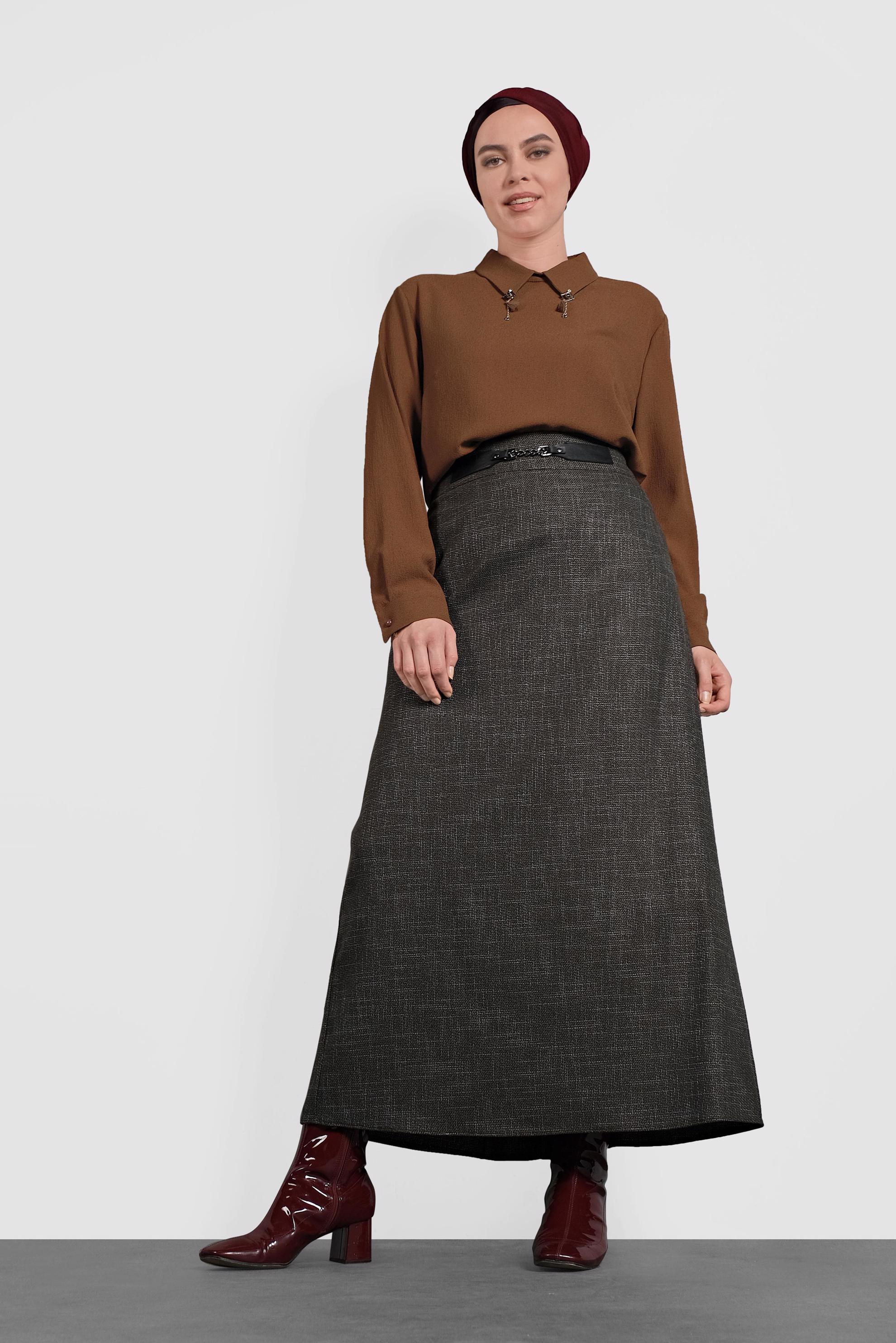 Vêtements hijab TABA BLOUSE EN CRÊPE DÉTAIL BROCHE 20014