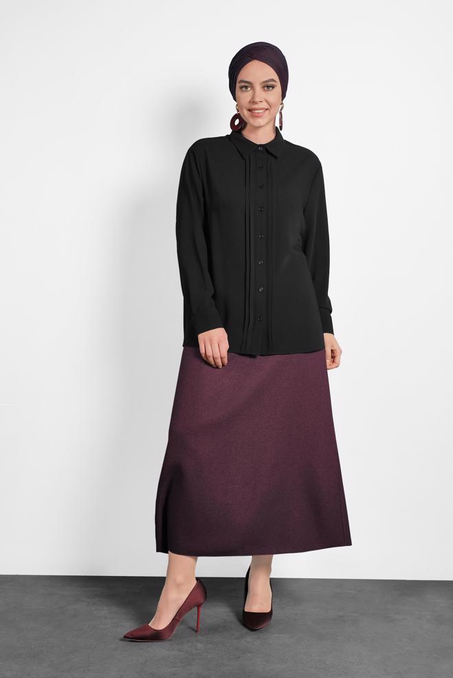 Vêtements hijab NOIR CHEMISIER CTELÉ 20015 - ALVİNA