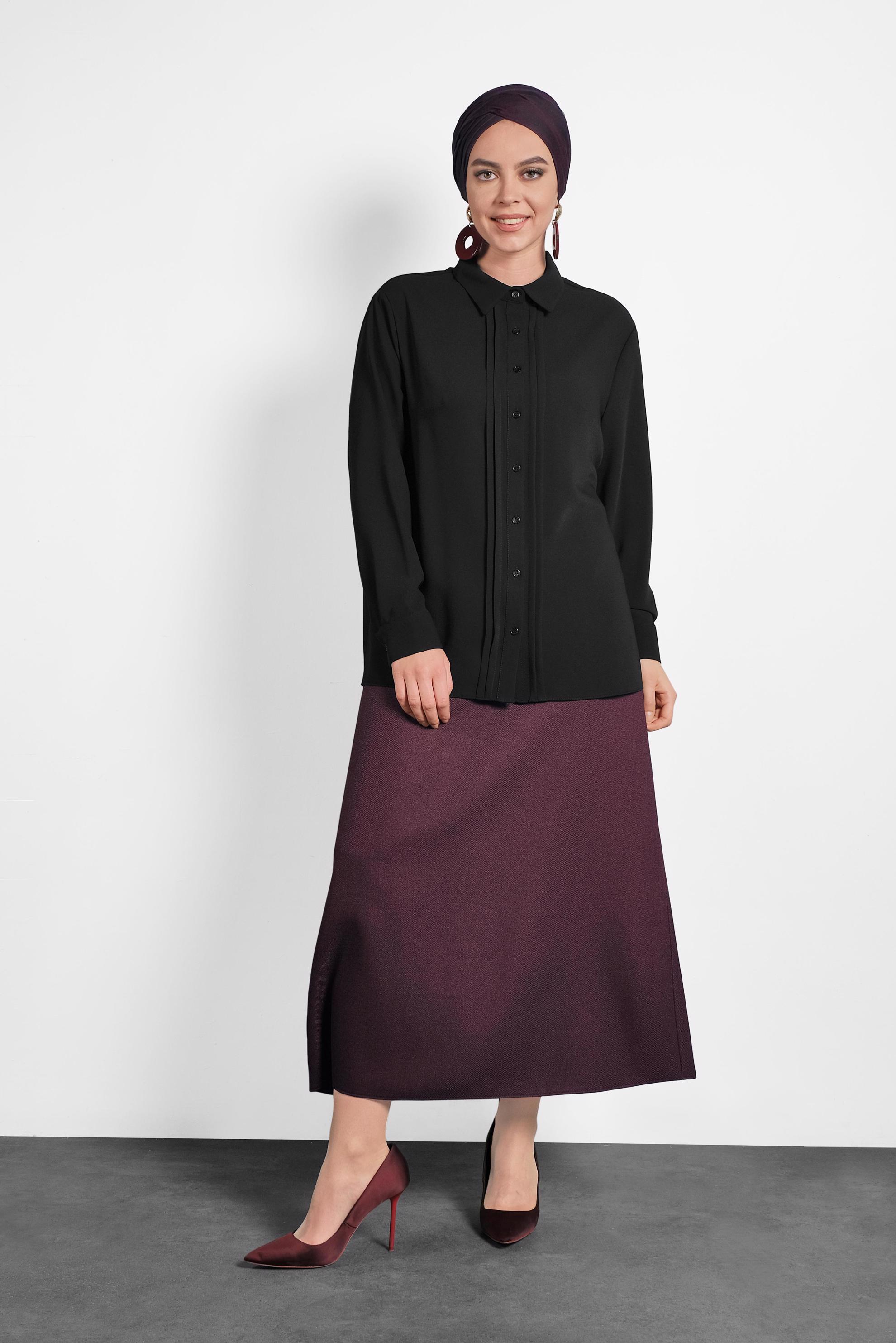 Vêtements hijab NOIR CHEMISIER CTELÉ 20015