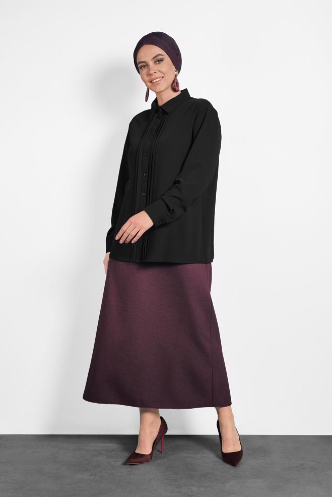 Vêtements hijab NOIR CHEMISIER CTELÉ 20015 - ALVİNA