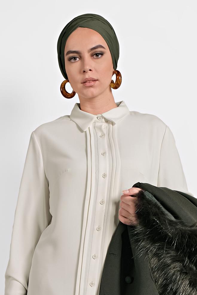 Vêtements hijab BEIGE CHEMISIER CTELÉ 20015 - ALVİNA