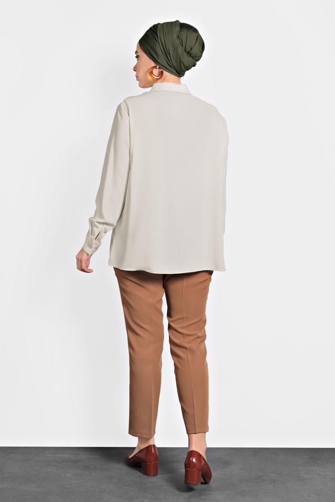 Vêtements hijab BEIGE CHEMISIER CTELÉ 20015 - ALVİNA