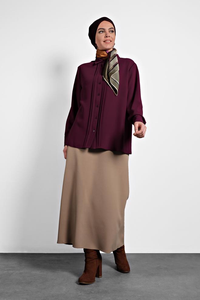 Vêtements hijab ROUGE BORDEAUX CHEMISIER CTELÉ 20015 - ALVİNA