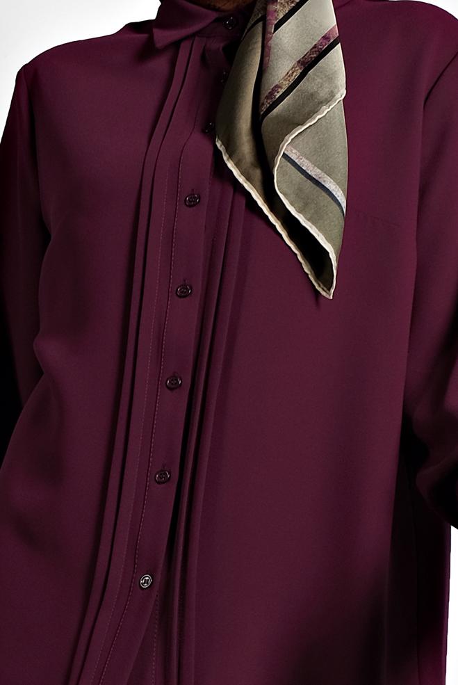 Vêtements hijab ROUGE BORDEAUX CHEMISIER CTELÉ 20015 - ALVİNA