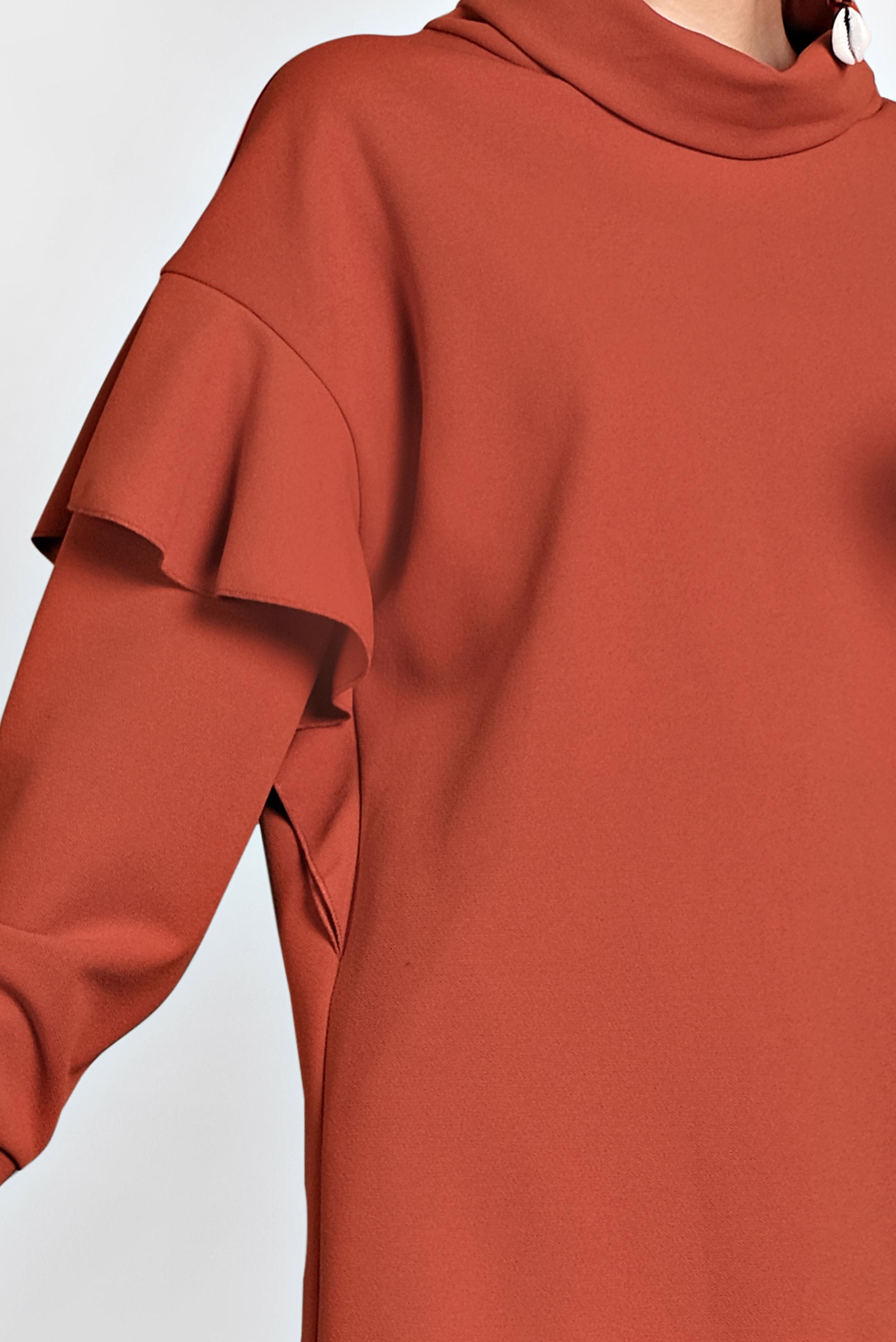 Tesettür giyim TURUNCU ŞAL YAKA VOLANLI BLUZ 40117 