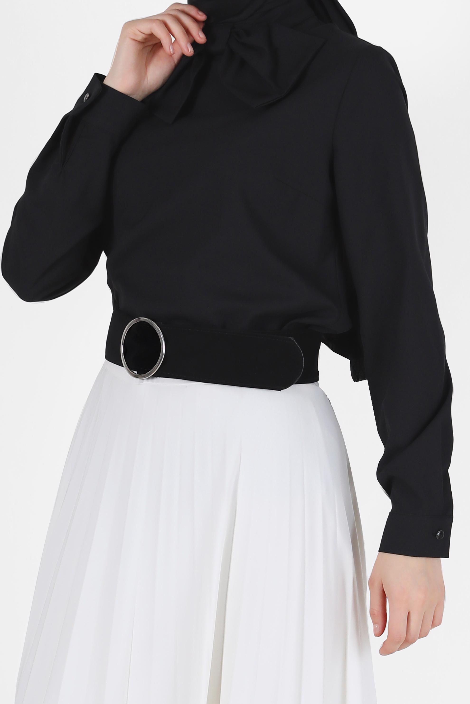 Vêtements hijab NOIR BLOUSE ZIPPÉE DÉTAIL NUD PAPILLON 40202