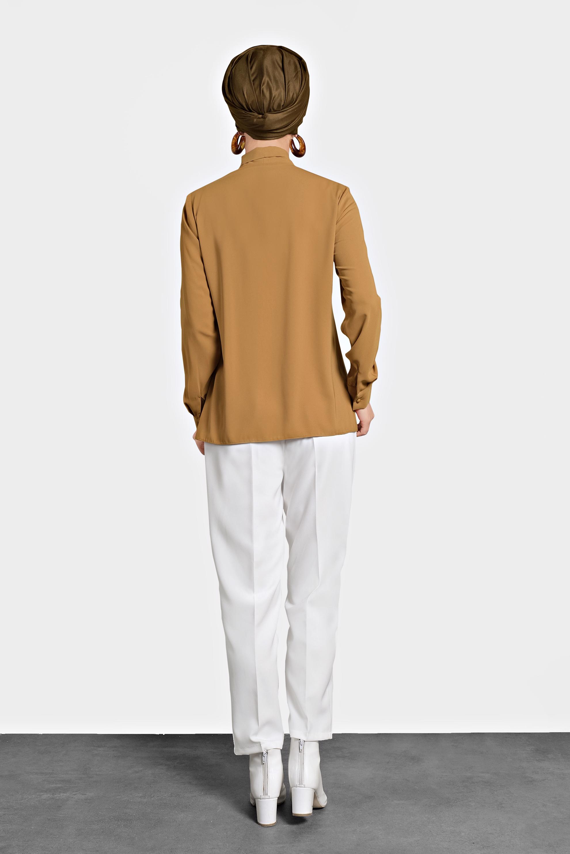 Tesettür giyim TABA YAKASI BAĞLI BLUZ 40204 