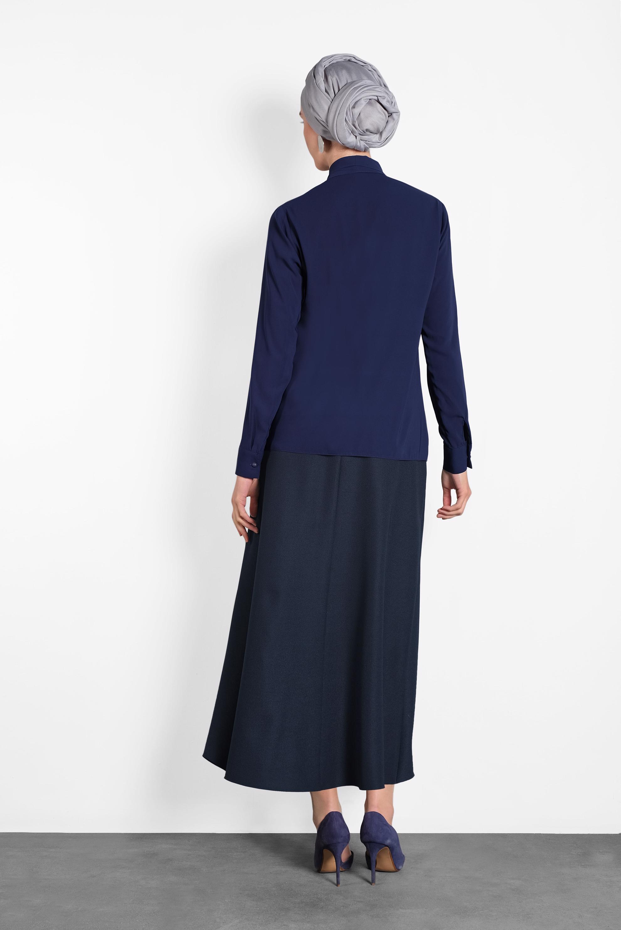 Tesettür giyim LACİVERT YAKASI BAĞLI BLUZ 40204 