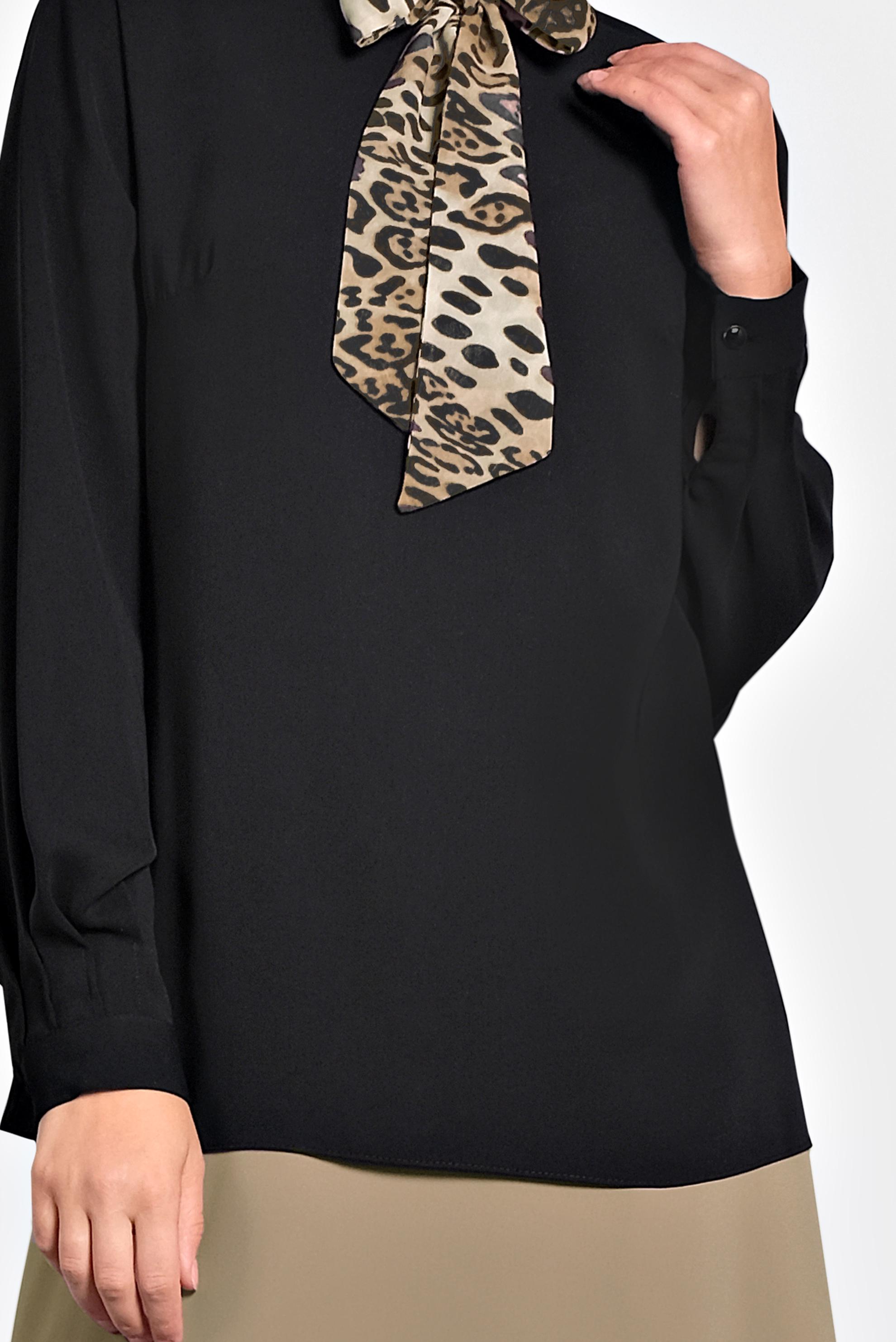 Tesettür giyim SİYAH FULAR DETAYLI BLUZ 40255 