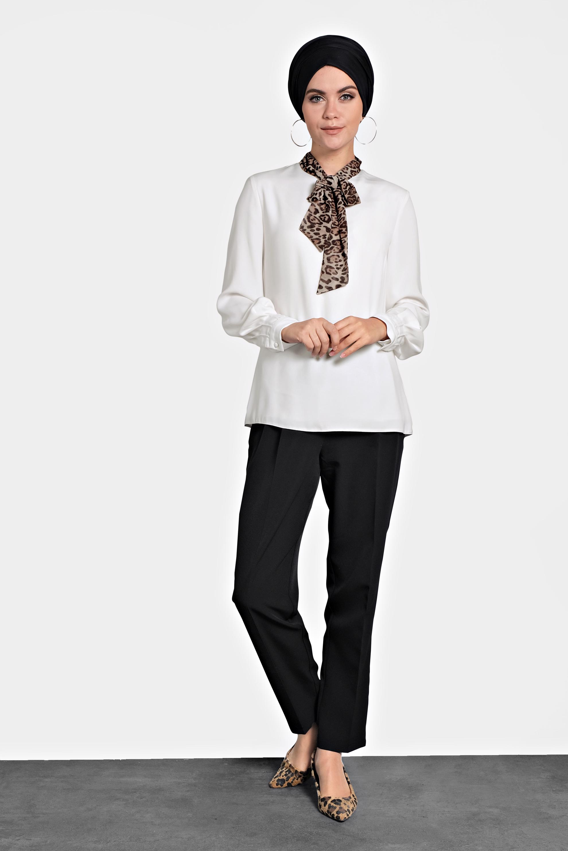 Vêtements hijab BLANC CHEMISIER À FOULARD 40255 