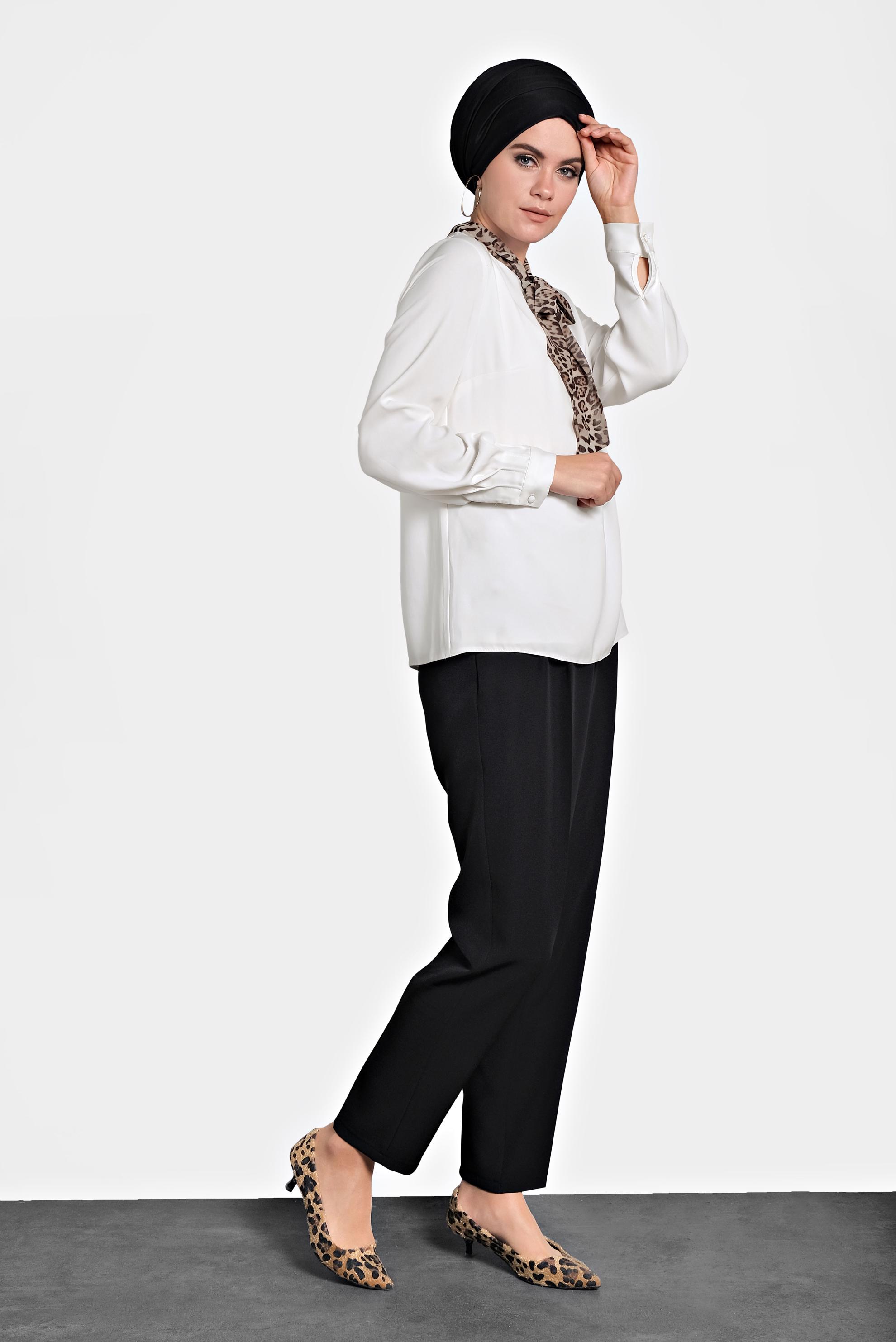 Vêtements hijab BLANC CHEMISIER À FOULARD 40255 