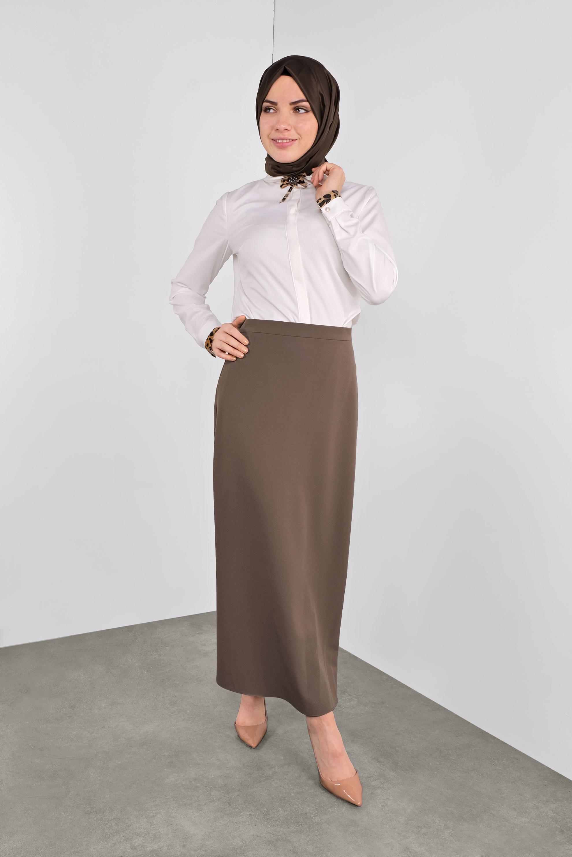 Vêtements hijab BLANC CHEMISIER À COL NOUÉ 40266 