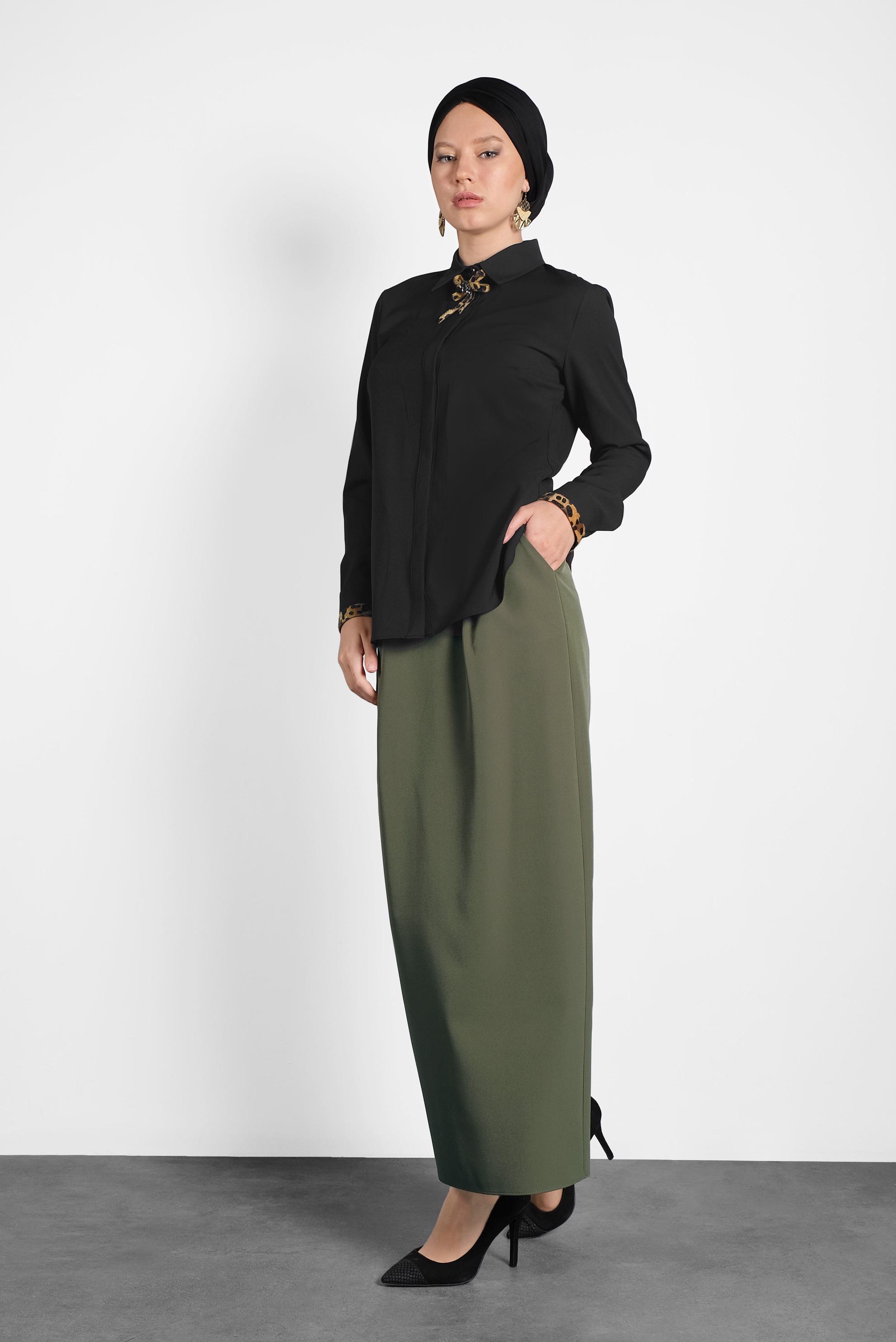 Vêtements hijab BEIGE CHEMISIER À COL NOUÉ 40266 