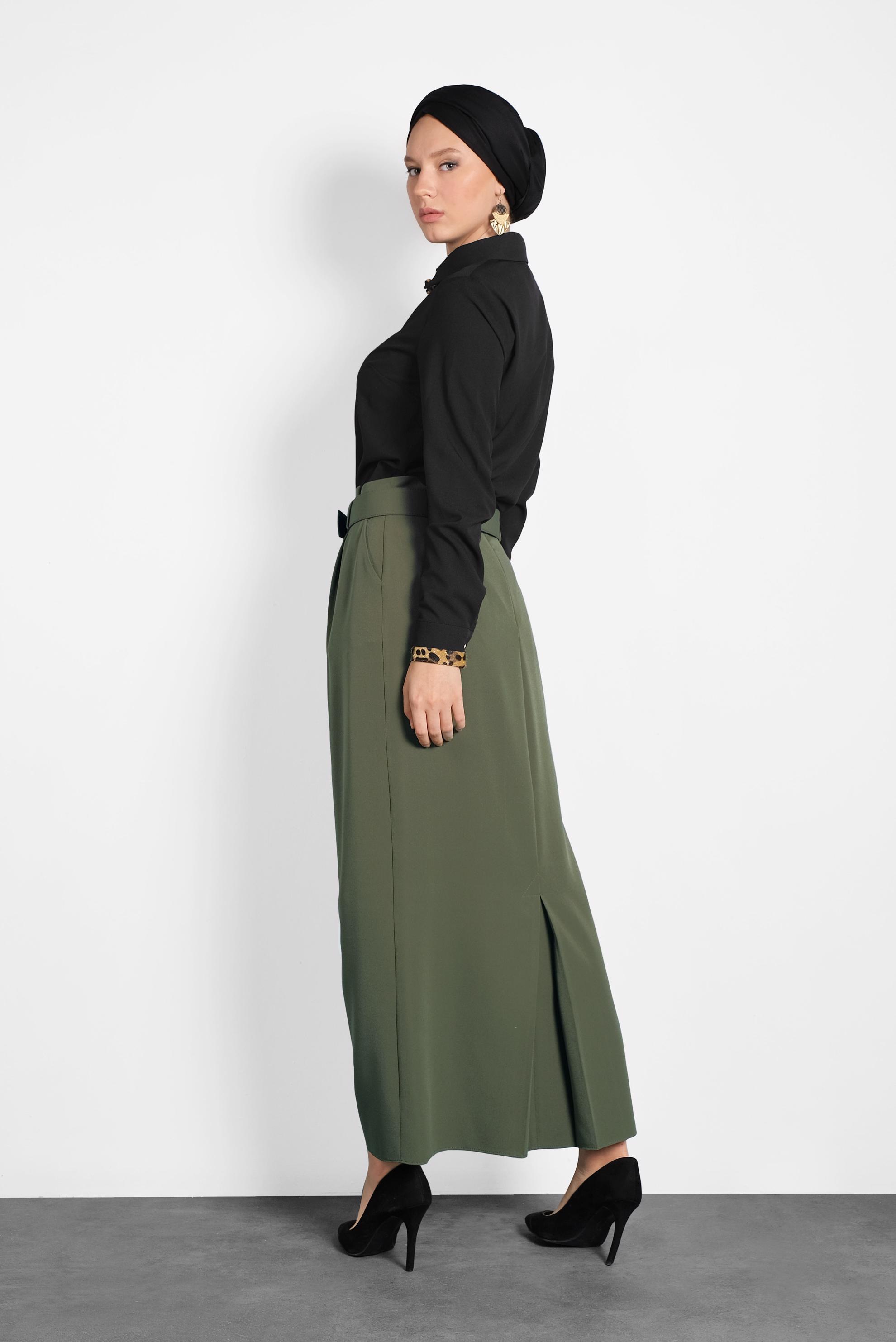 Vêtements hijab BEIGE CHEMISIER À COL NOUÉ 40266 