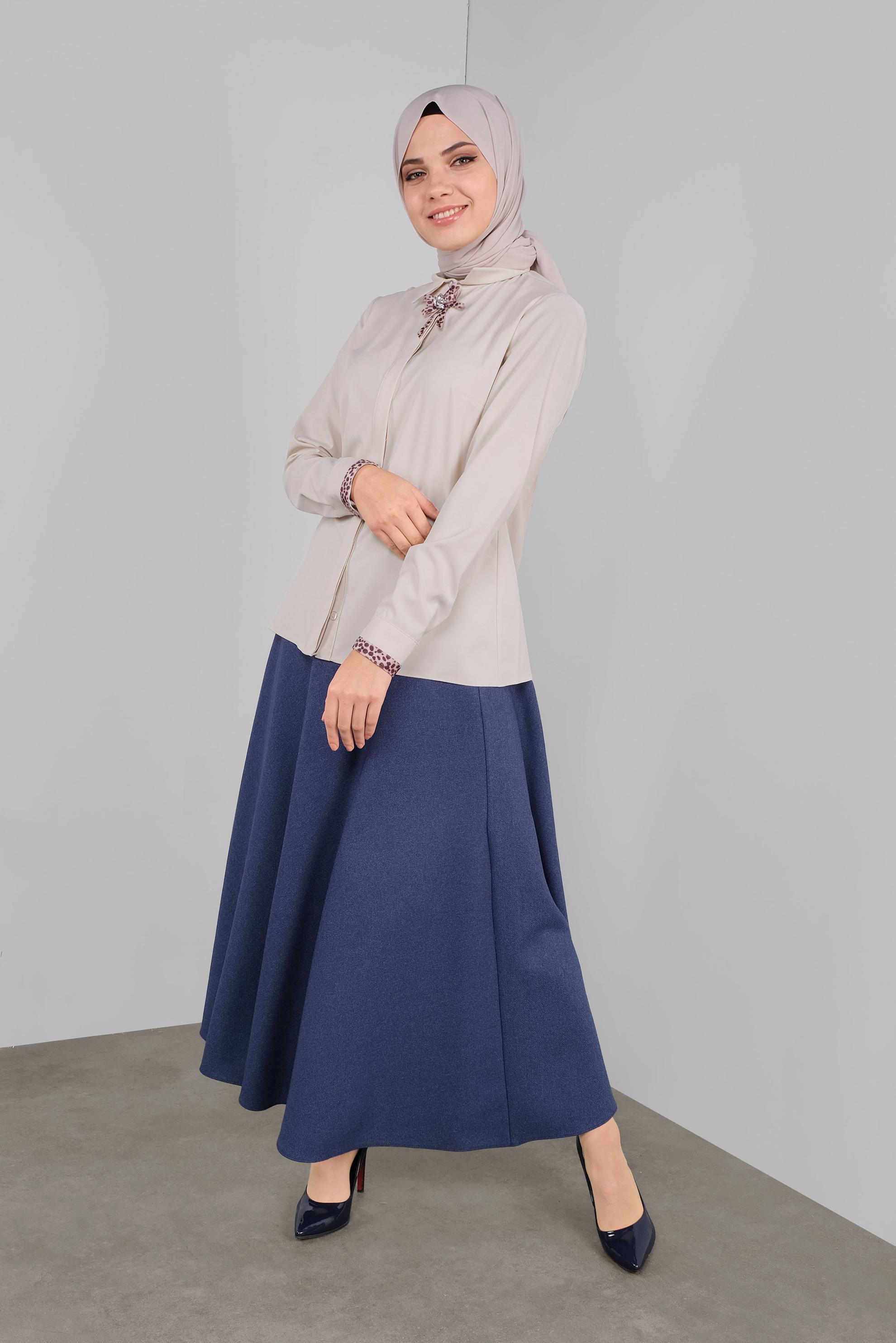 Vêtements hijab BEIGE CHEMISIER À COL NOUÉ 40266 