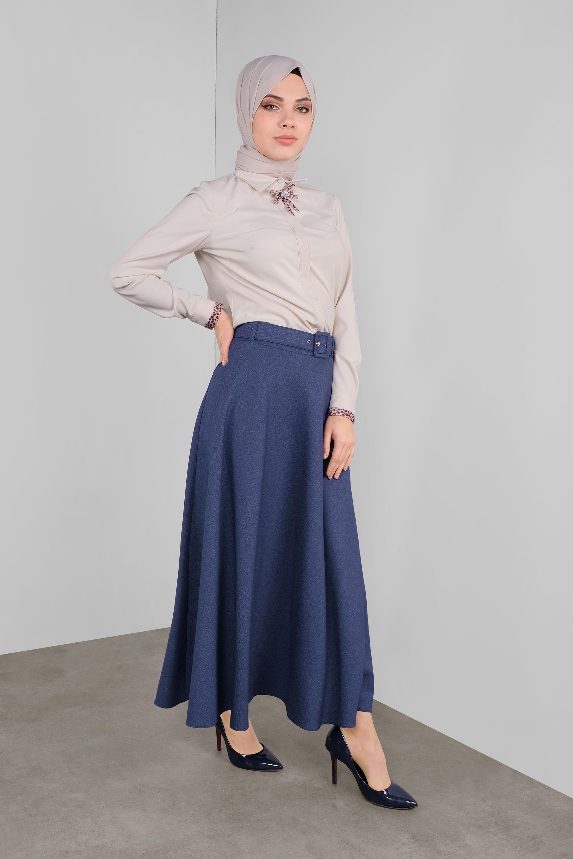 Vêtements hijab BEIGE CHEMISIER À COL NOUÉ 40266 