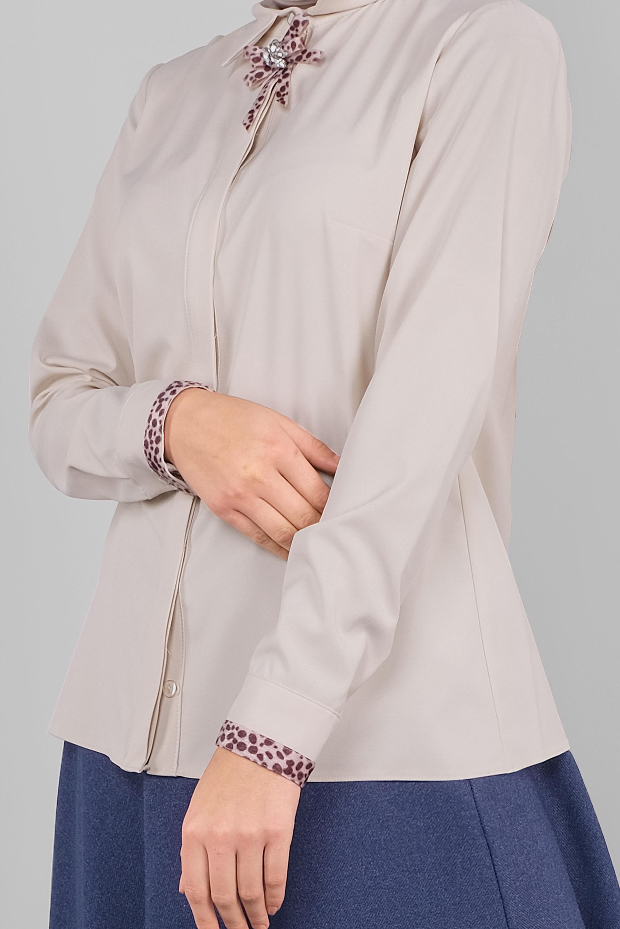 Vêtements hijab BEIGE CHEMISIER À COL NOUÉ 40266 