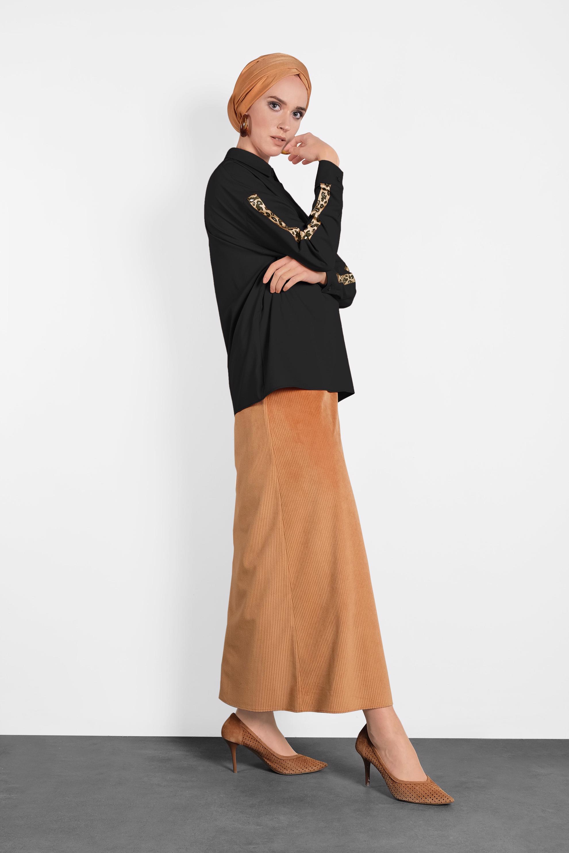 Hijab clothing BLACK SLEEVES STRIPPED BLOUSE 40288 