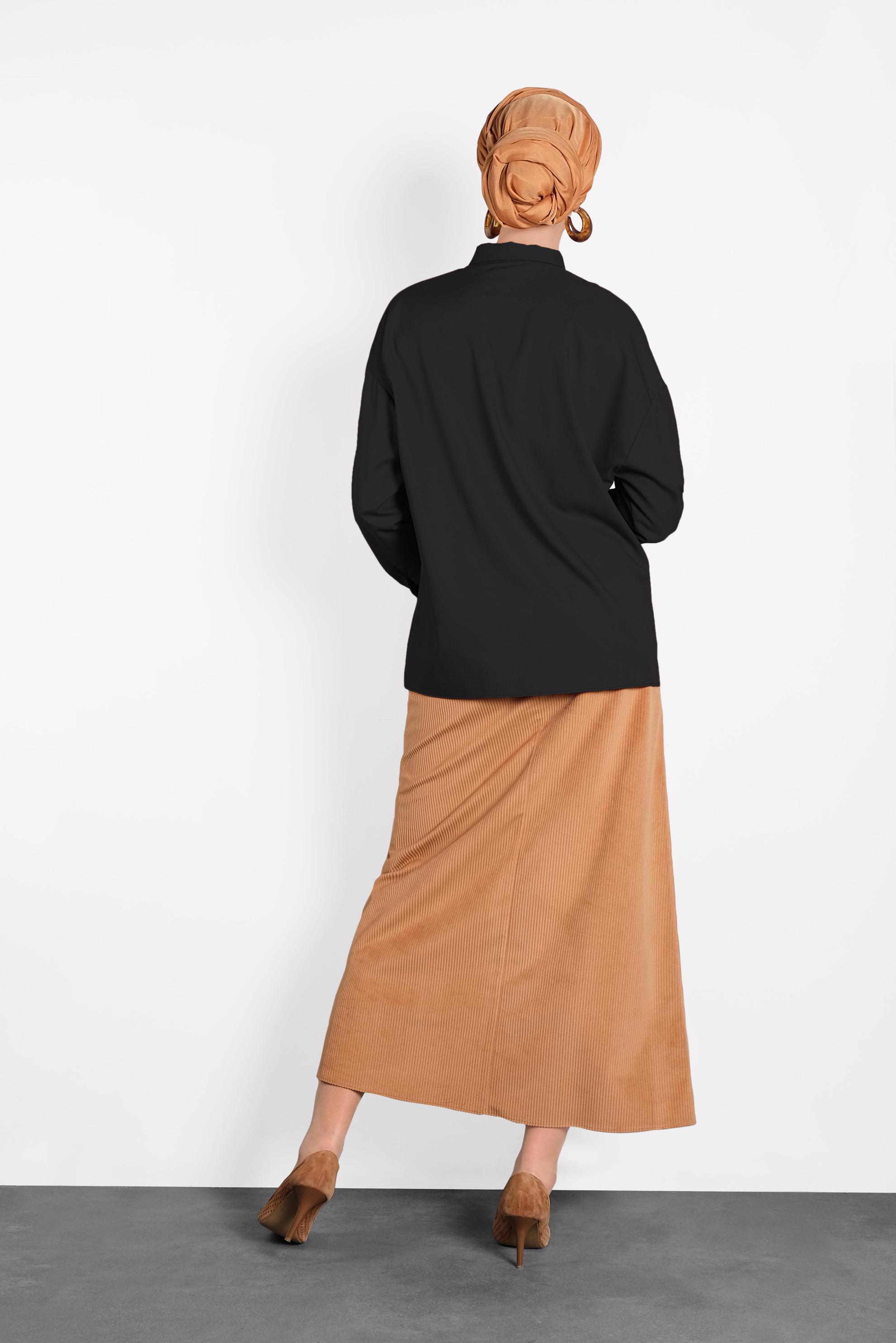 Hijab clothing BLACK SLEEVES STRIPPED BLOUSE 40288 