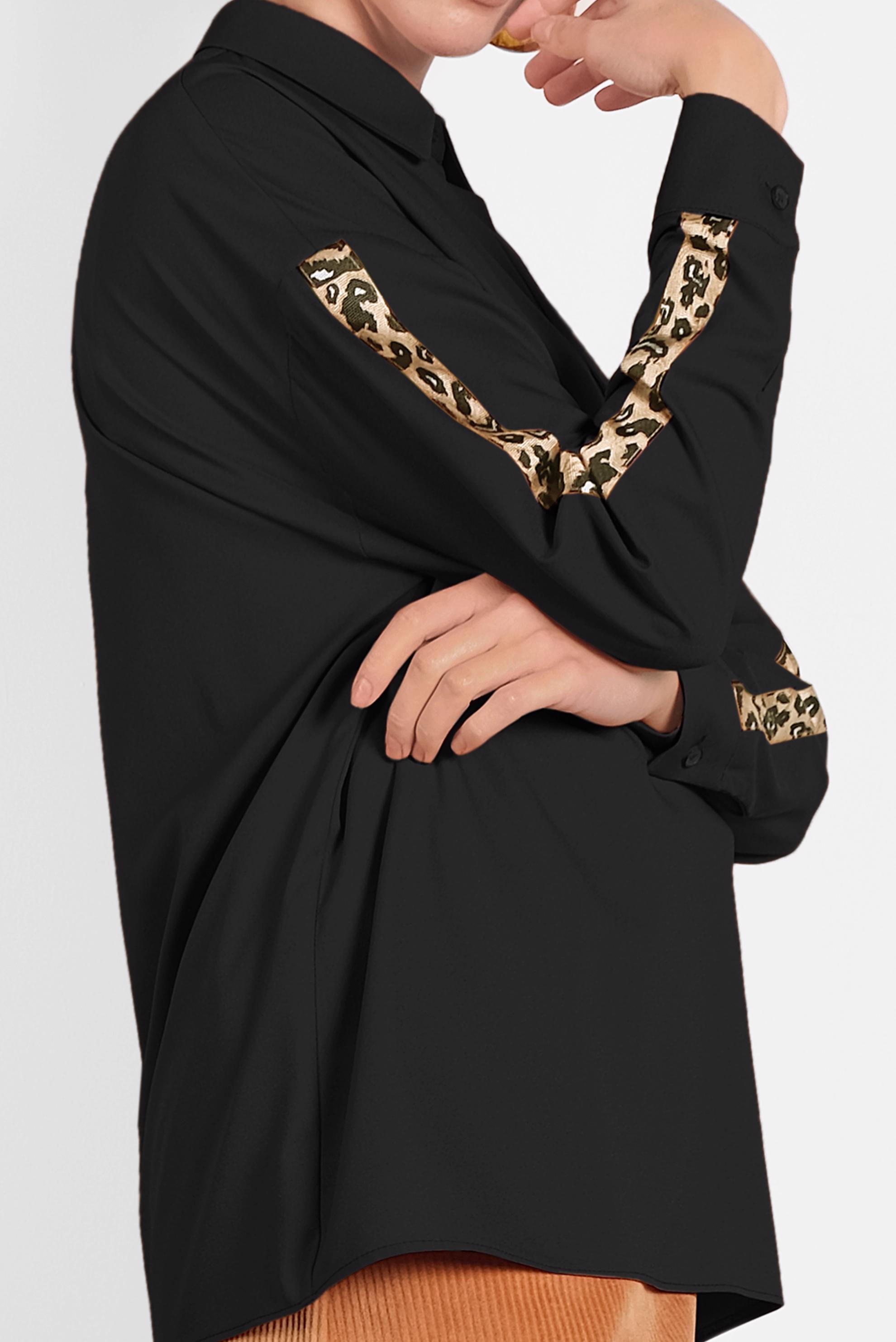 Hijab clothing BLACK SLEEVES STRIPPED BLOUSE 40288 